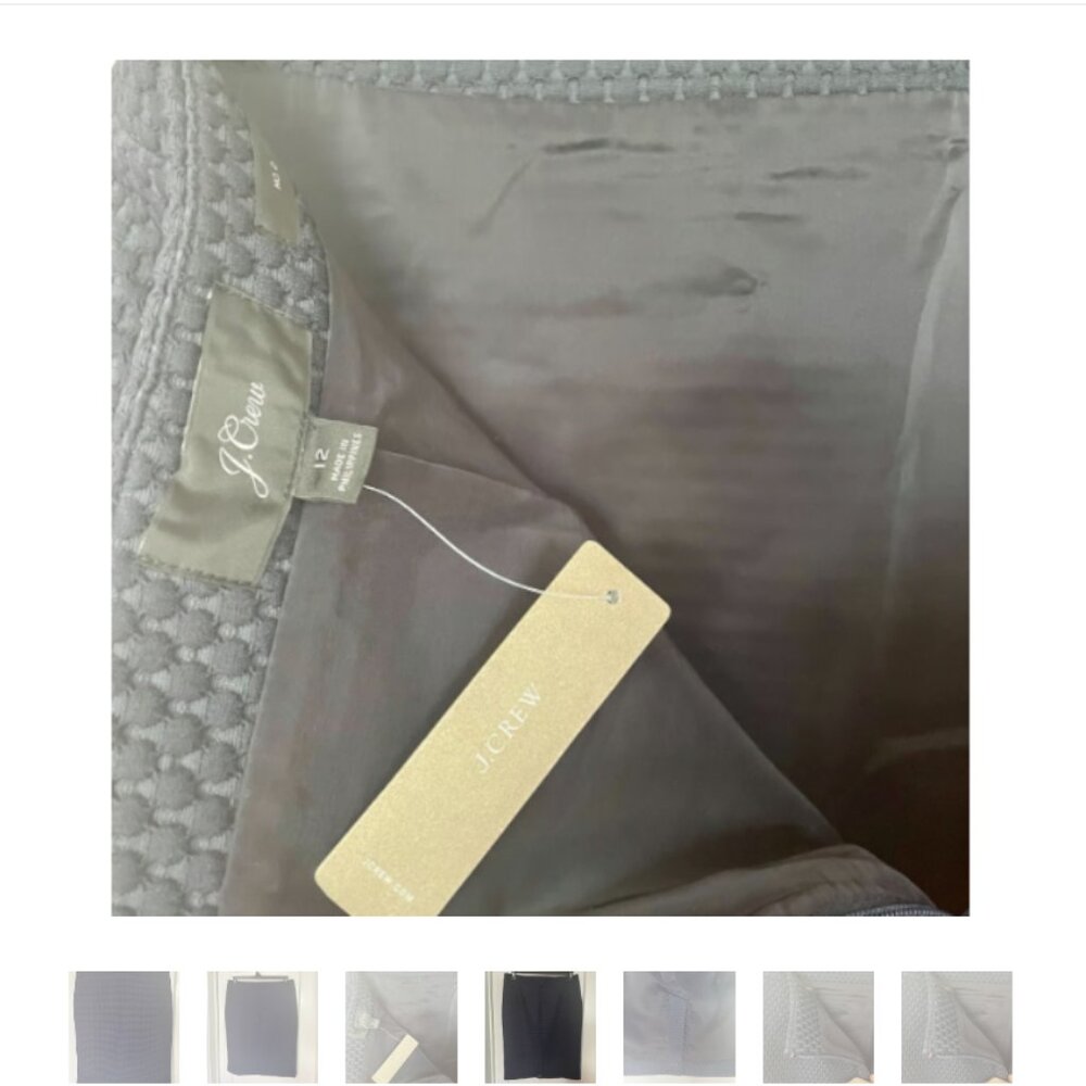 NWT Size 12 J.Crew Lined No. 2 Pencil Skirt in Navy with Basketweave Texture - Picture 2 of 7